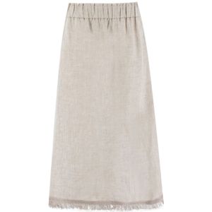 Le Tricot Perugia, Dames, Rokken, Grijs, Maat: S Linnen,