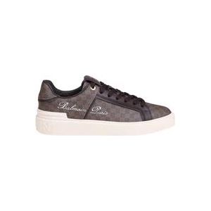 Balmain Bruine Kalfsleren Sneakers , Brown , Heren , Maat: 44 EU