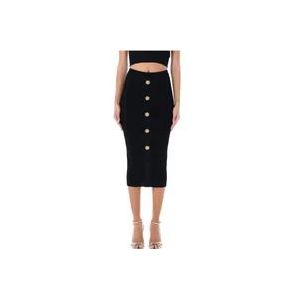 Balmain Geknoopte Midi Rok , Black , Dames , Maat: XS