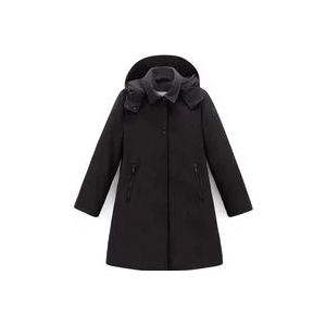 Woolrich Dames Firth donzen trenchcoat met capuchon , Black , Dames , Maat: L