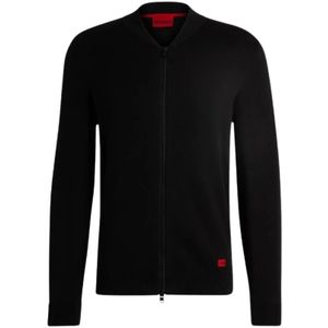 HUGO - Vest - Bomberstijl - Rood Logolabel - Gebreide Katoen