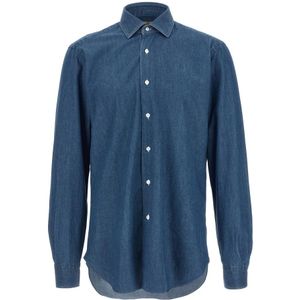Barba, Heren, Overhemden, Blauw, Maat: 5XL Denim,