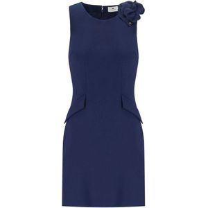 Elisabetta Franchi, Dames, Jurken, Blauw, Maat: L Viscose,