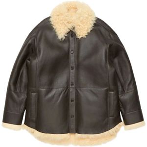 Acne Studios, Dames, Jassen, Bruin, Maat: S Leer,