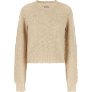 Maison Margiela, Dames, Truien, Beige, Maat: M