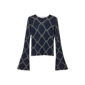 Twinset Blauwe Chain Print Sweaters , Blue , Dames , Maat: M