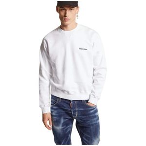 Dsquared2, Heren, Sweatshirts & Hoodies, Wit, Maat: S Katoen,