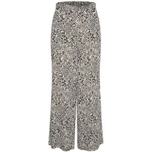 SOAKED IN LUXURY - Broek 'Zaya' - Taupe/Zwart - Wide Leg - High Waist