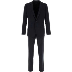 Dolce & Gabbana, Heren, Pakken, Blauw, Maat: S Wol,