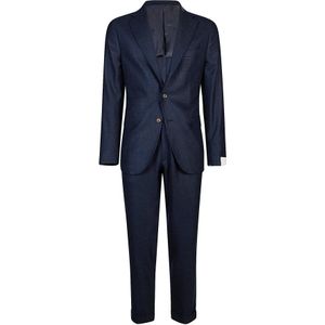 Eleventy, Heren, Pakken, Blauw, Maat: 2XL Linnen,