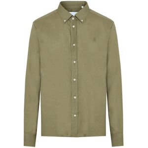 Les Deux, Heren, Overhemden, Groen, Maat: 2XL Linnen,