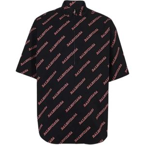 Balenciaga, Heren, Overhemden, Zwart, Maat: S Katoen,