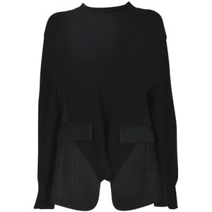 Sacai, Dames, Truien, Zwart, Maat: L