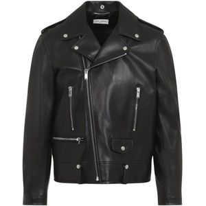 Saint Laurent, Heren, Jassen, Zwart, Maat: XS Leer,