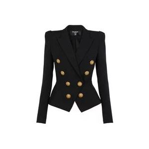 Balmain 8-knoops getailleerde jas , Black , Dames , Maat: XS