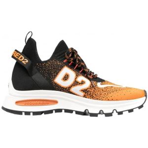 Dsquared2 Verbrand Oranje Blad Print Sneakers , Orange , Heren , Maat: 41 EU