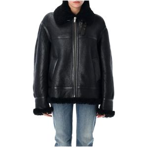 Saint Laurent, Dames, Jassen, Zwart, Maat: S Leer,