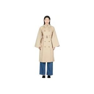 Burberry Dubbelrijige trenchcoat met cape-mouwen , Beige , Dames , Maat: XS