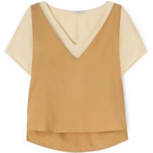 Motivi, Dames, Blouses & Shirts, Beige, Maat: 2XS Viscose,