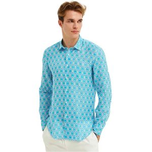 Peninsula, Heren, Overhemden, Blauw, Maat: S Linnen,