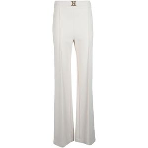 Elisabetta Franchi, Dames, Broeken, Wit, Maat: XL Poliester,