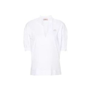 Twinset Korte mouw blouse Oval T , White , Dames , Maat: XS