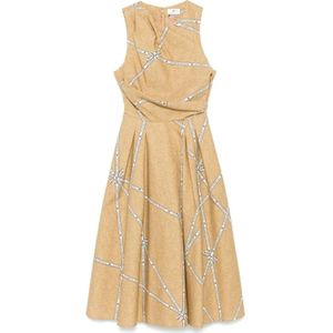 Elisabetta Franchi, Dames, Jurken, Beige, Maat: XS