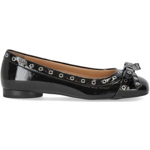 Ganni Zwarte Patent Ballet Flat met Strikken , Black , Dames , Maat: 37 EU