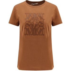 Max Mara, Dames, Tops, Bruin, Maat: S Katoen,