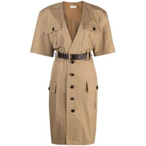 Saint Laurent, Dames, Jurken, Beige, Maat: M Katoen,