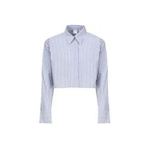 Pinko Katoenen korte blouse met applicatiezakken , Blue , Dames , Maat: S