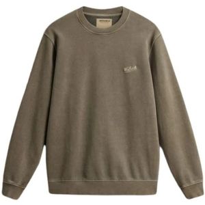 Woolrich Garment Dyed Crewneck Greenstone , Beige , Heren , Maat: L