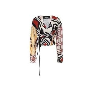 Dsquared2 Abstract Wrap Blouse , Beige , Dames , Maat: M