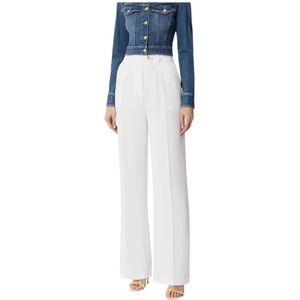 Elisabetta Franchi, Dames, Broeken, Wit, Maat: M Poliester,