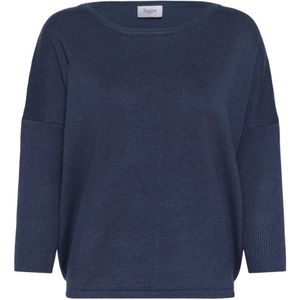 Saint Tropez - Titan Melange R-Neck Pullover Sweater - Blauw - Dames