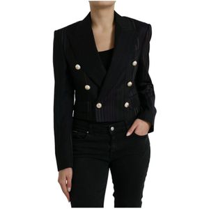 Dolce & Gabbana - Gestreepte Wollen Blazer - Zwart - Dames