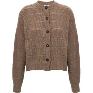 Brunello Cucinelli, Dames, Truien, Bruin, Maat: 2XS Wol,