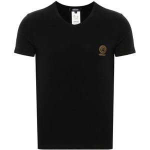 Versace, Heren, Tops, Zwart, Maat: L Katoen,