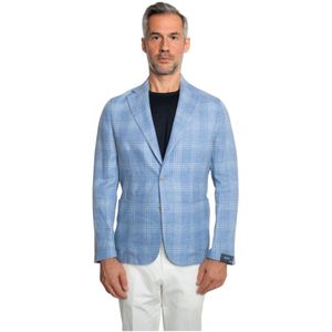 Barba Napoli, Heren, Jassen, Blauw, Maat: 3XL Linnen,