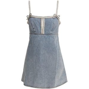 Self Portrait, Dames, Jurken, Blauw, Maat: M Denim,