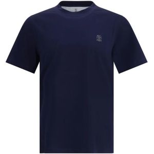 Brunello Cucinelli, Heren, Tops, Blauw, Maat: XL Katoen,