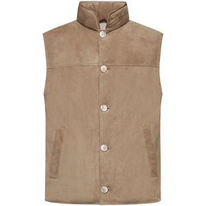 Brunello Cucinelli, Heren, Jassen, Bruin, Maat: S Suède,