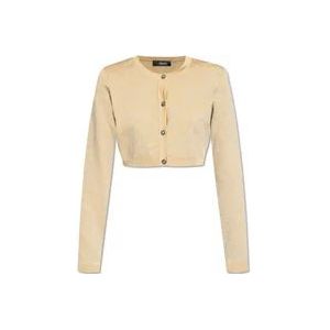 Versace Cardigan met logo , Beige , Dames , Maat: 2XS