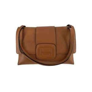 Hogan Bruin Leren Baguette Stijl Tas , Brown , Dames , Maat: ONE Size