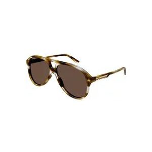 Gucci Vintage geïnspireerde pilotenzonnebril , Brown , unisex , Maat: 59 MM