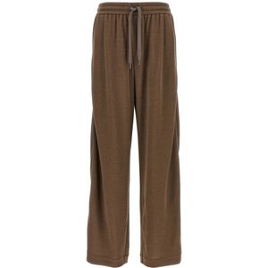 Brunello Cucinelli, Dames, Broeken, Bruin, Maat: L Katoen,