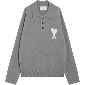 Ami Paris, Heren, Truien, Grijs, Maat: M Wol,