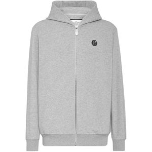 Philipp Plein, Heren, Sweatshirts & Hoodies, Grijs, Maat: XL Katoen,