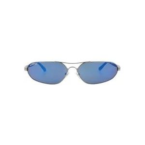 Balenciaga Geometrische zonnebril - Ruthenium/Blauw - Metaal , Multicolor , Heren , Maat: ONE Size