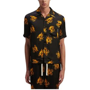 Palm Angels, Heren, Overhemden, Zwart, Maat: M Katoen,